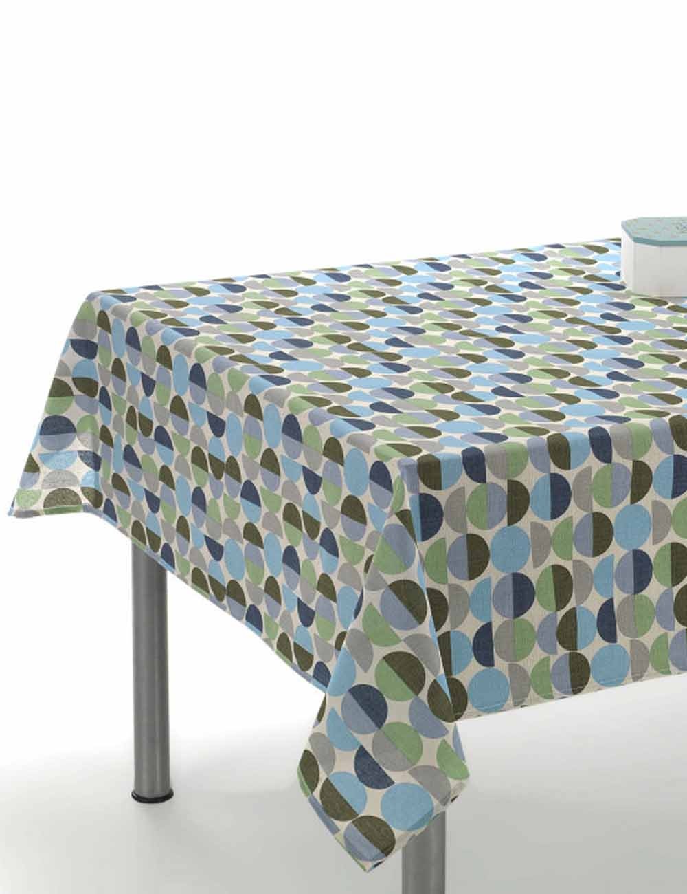 Mantel Antimanchas Thao geométrico azul