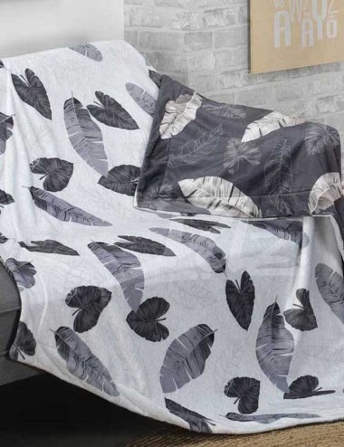 Plaid Leaves Cara Gris Perla