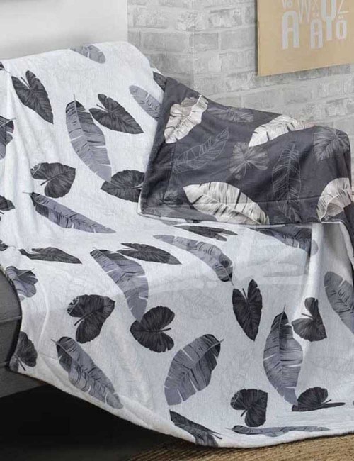 Plaid Leaves Cara Gris Perla